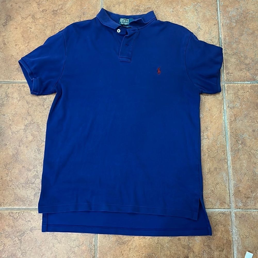 Polo Ralph Lauren Polo Shirt Mens Blue Red Pony Custom‎ Fit M
